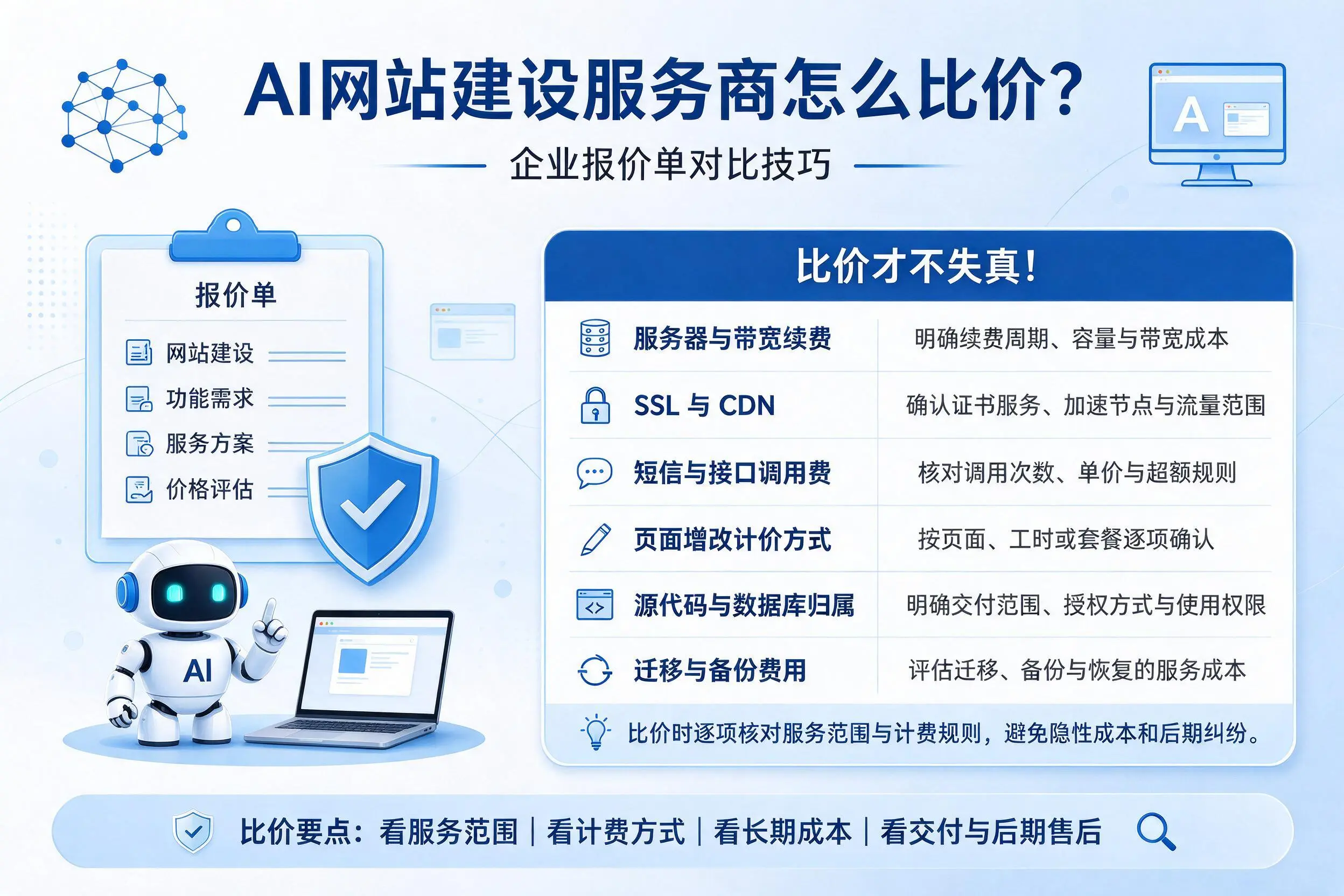 AI网站建设服务商怎么比价？鹰潭企业报价单对比技巧